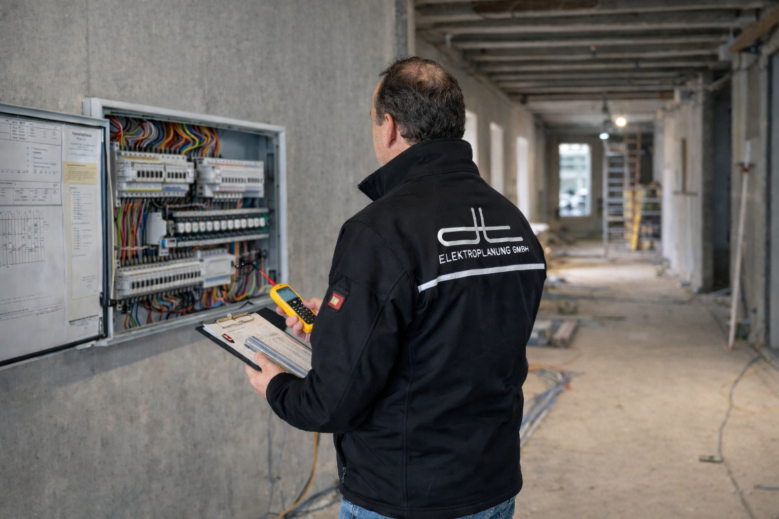 Elektriker Bei Der Arbeit An Schalttafel